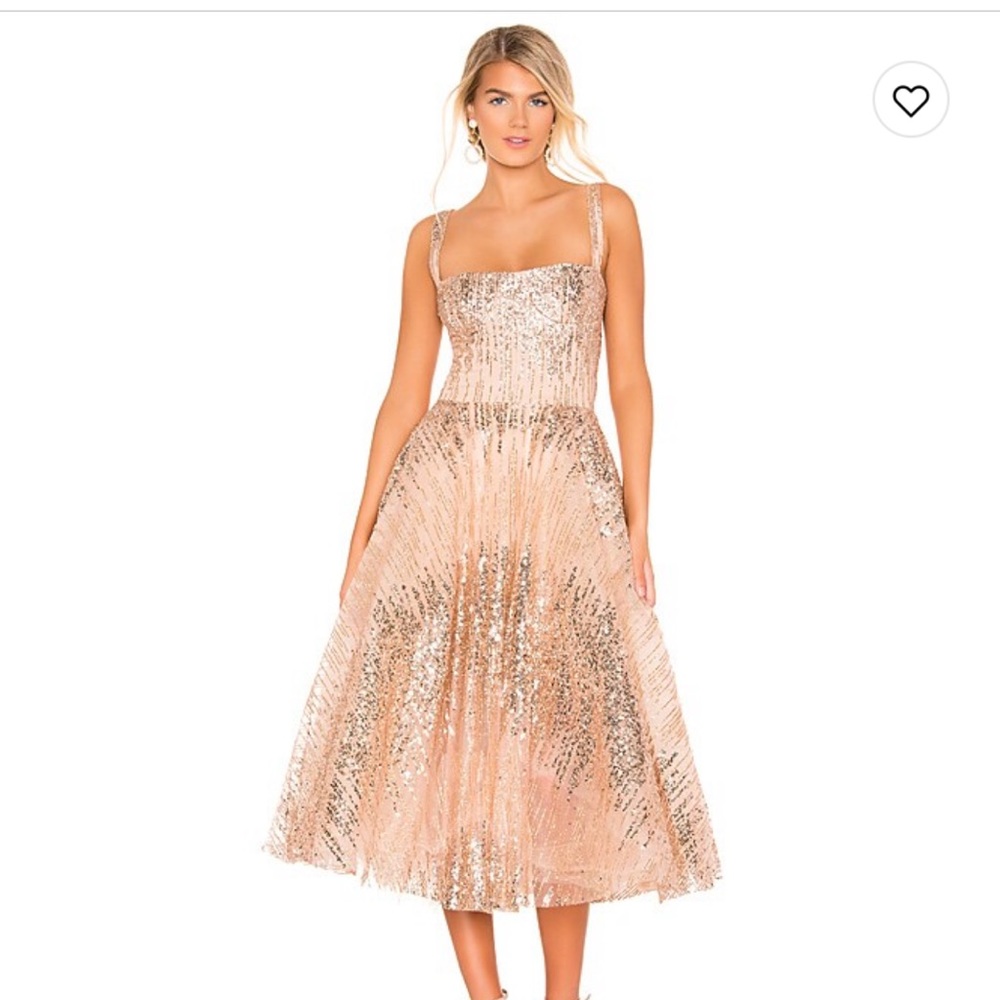 Bronx and Banco Shimmering Gold Midi Dress